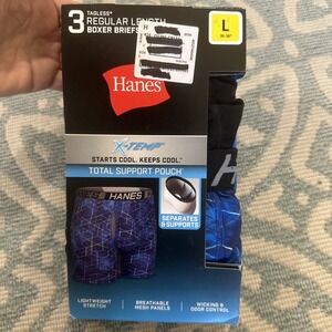 Hanes X-Temp Tagless Trunks Wicking Cool Mesh Underwear Total Support‎ 3 Pk sz L